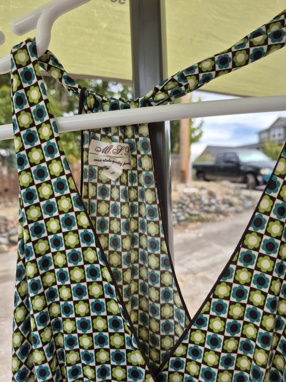 Max Studio Specialty Products Green & Teal Geometric Print Halter Dress